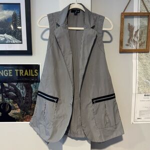 Sun Kim longline windbreaker vest gingham black Lagenlook size extra small